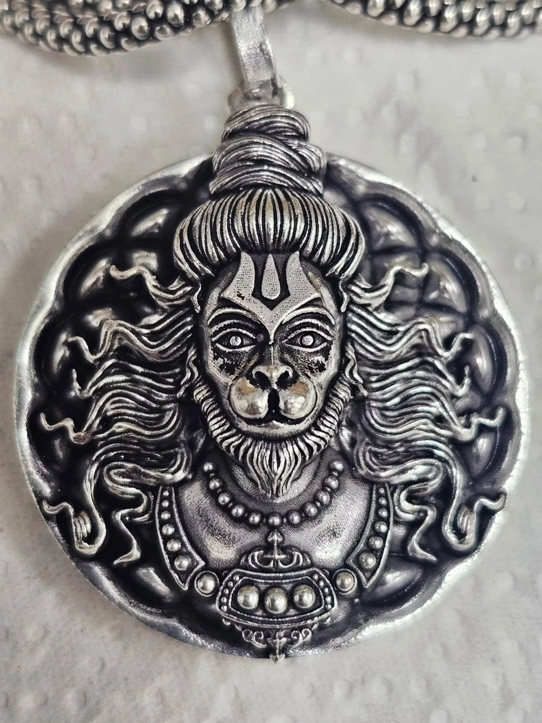HANUMAN JI PENDANT OXIDISED SILVER CHAIN