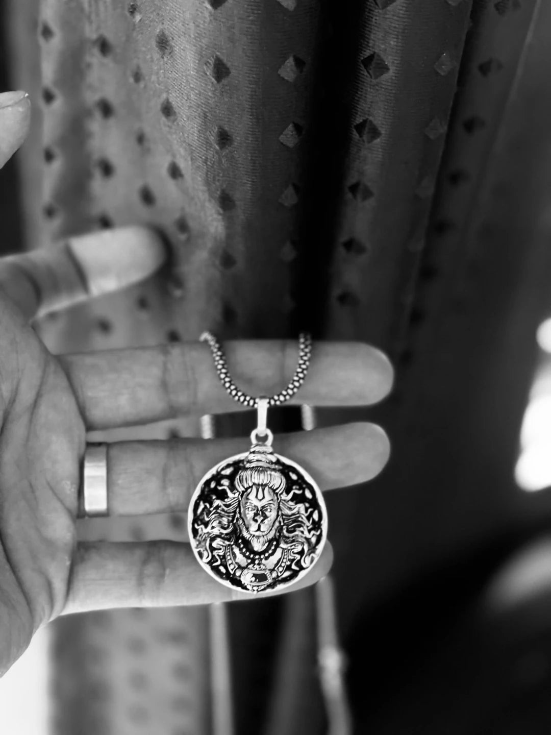 HANUMAN JI PENDANT OXIDISED SILVER CHAIN