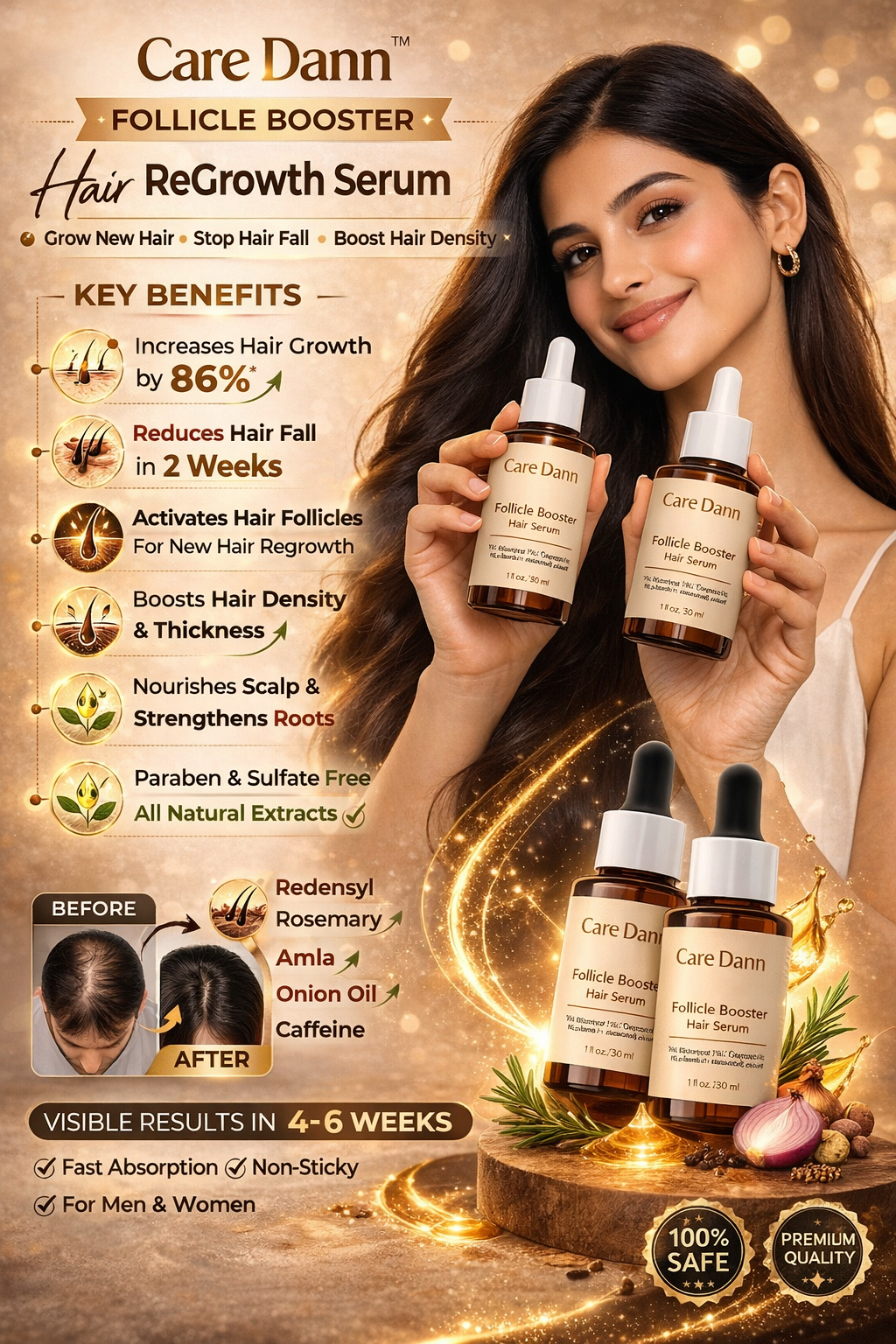 Hair ReGrowth Follicle Booster Serum 30ml Each (Pack of 2)