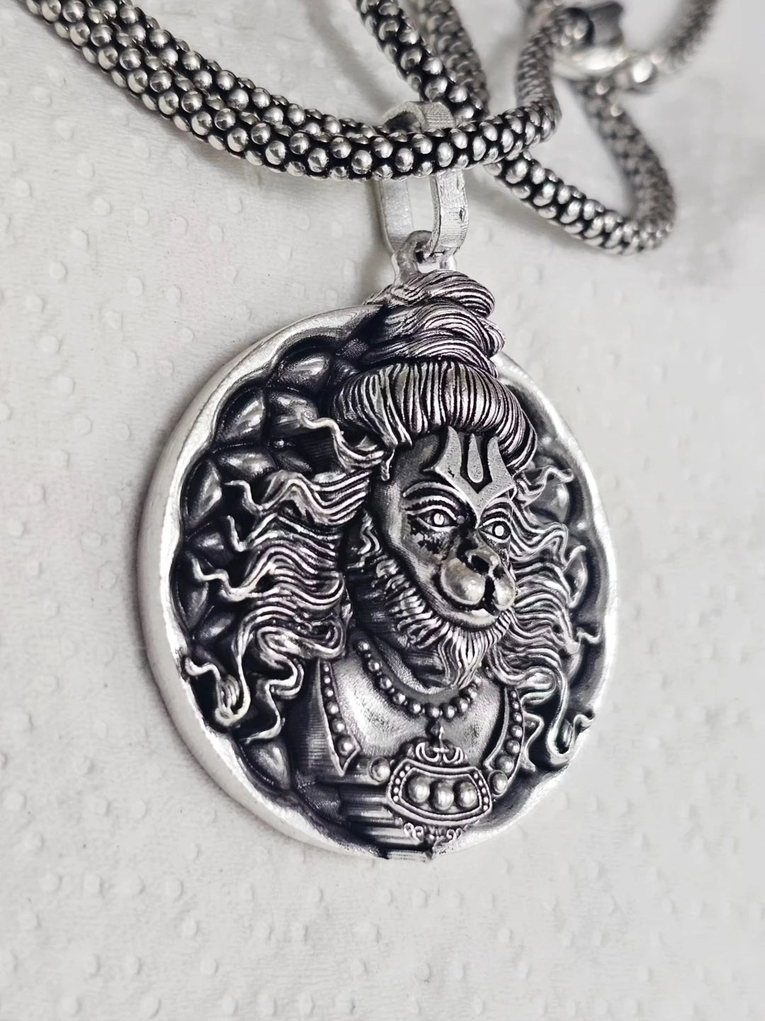 HANUMAN JI PENDANT OXIDISED SILVER CHAIN