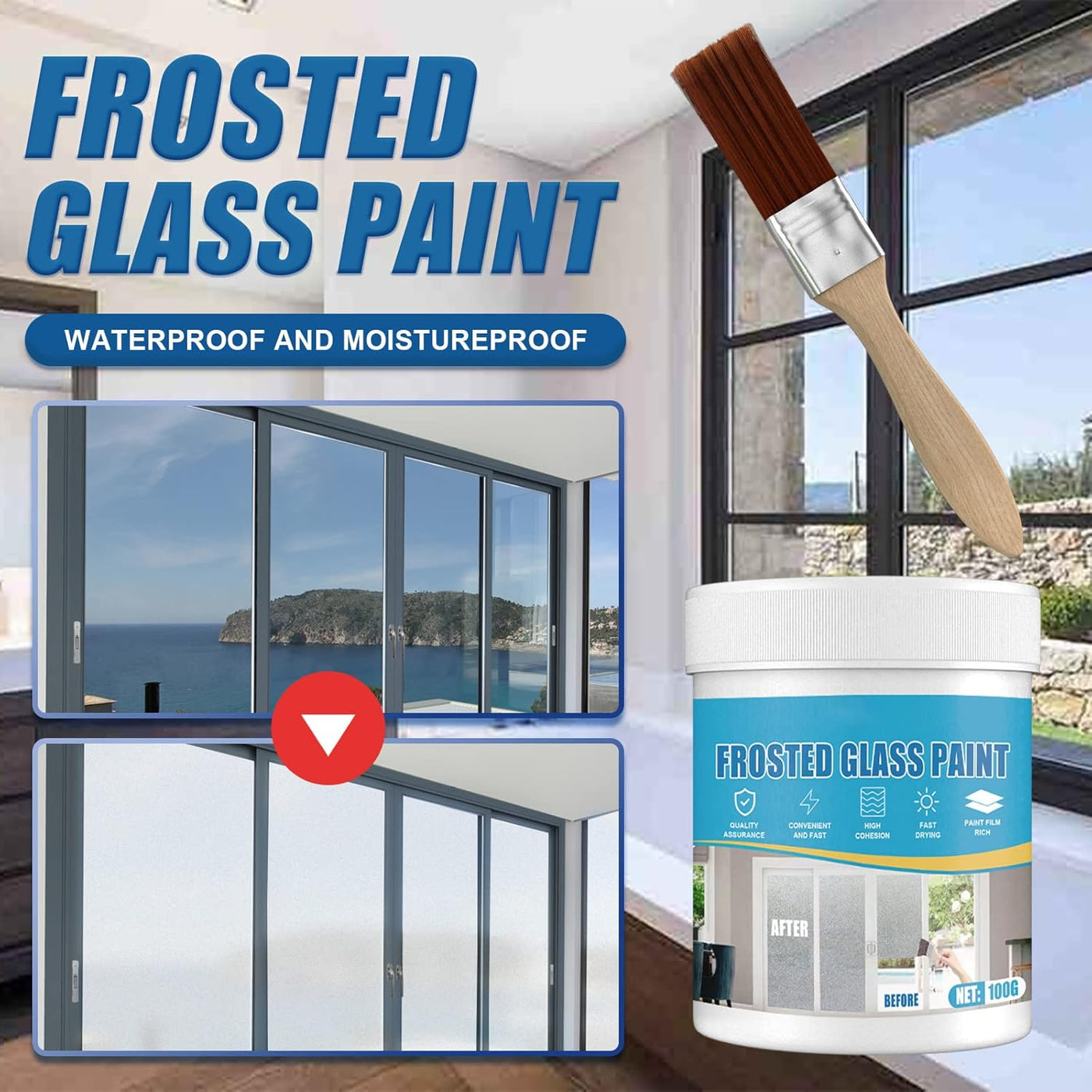 Glass Spray Paint with Brush For Home Office Bathroom Indoor Outdoor 100g (Pack of 2)