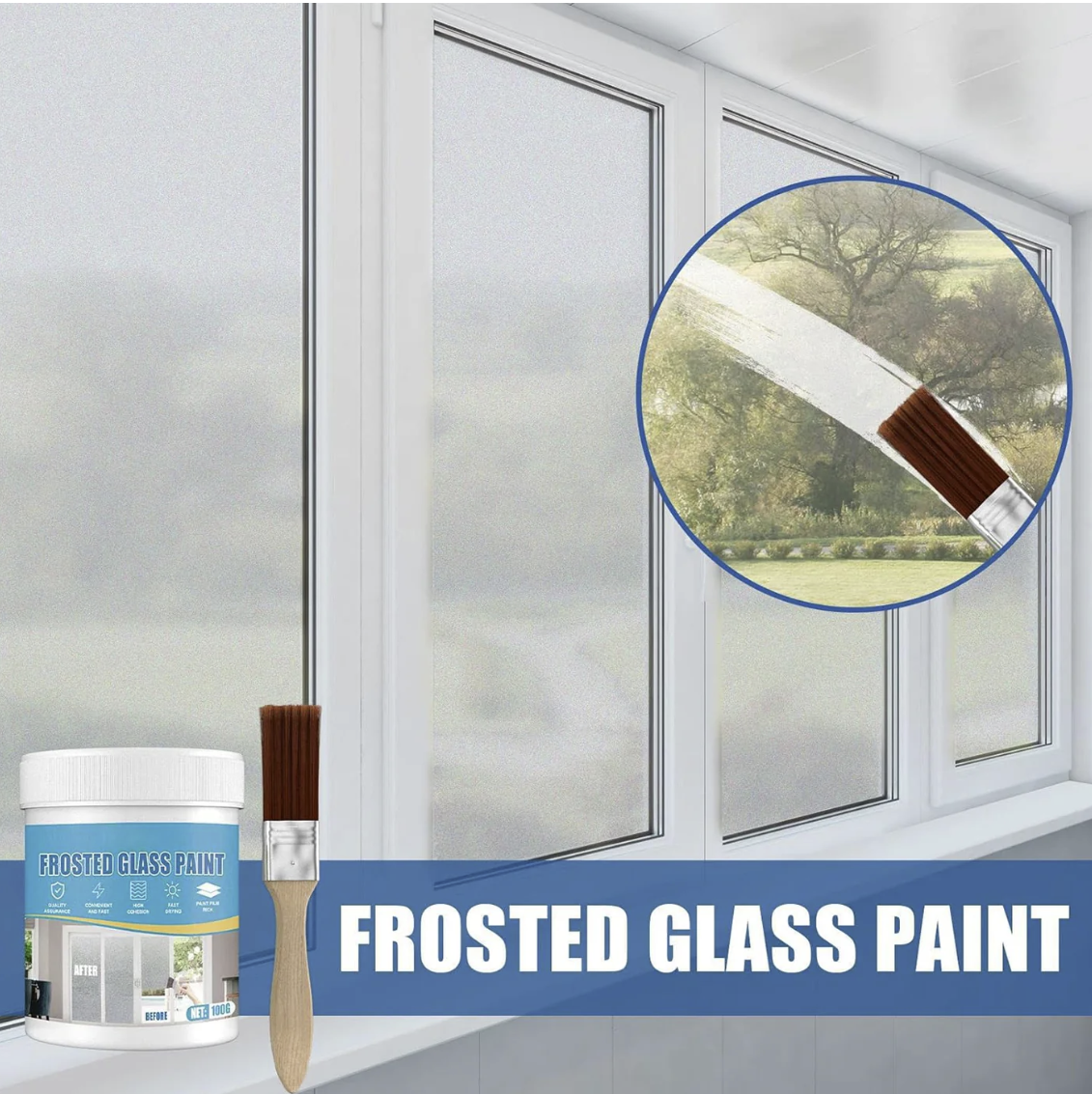 Glass Spray Paint with Brush For Home Office Bathroom Indoor Outdoor 100g (Pack of 2)